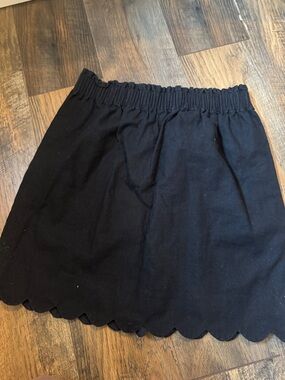 J. Crew Factory Black Mini Skirt with Scalloped Hem
